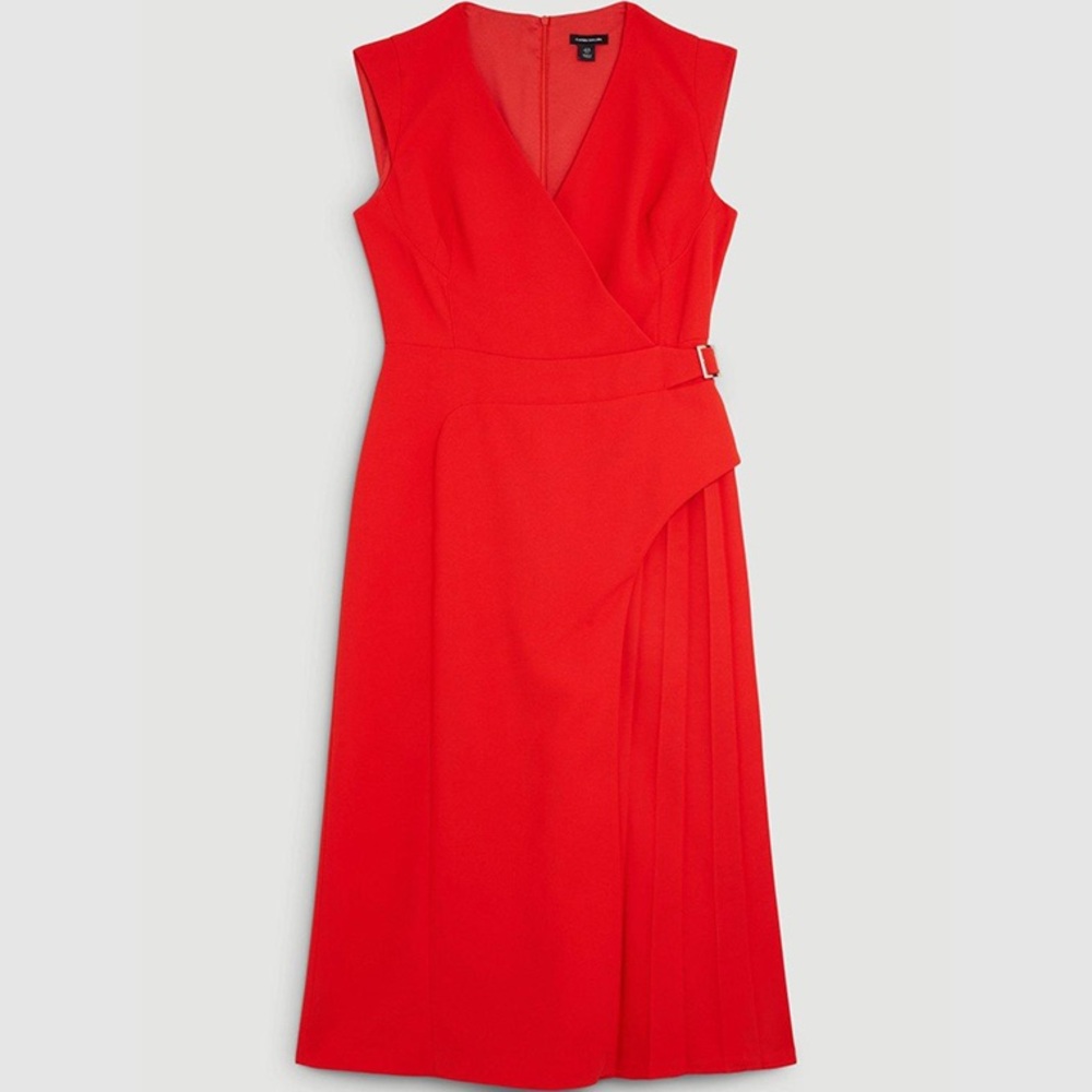 NWOT Karen Millen Tailored Military Pleat Midi Dress. - Picture 3 of 11